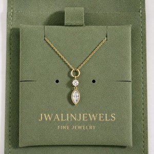 Authentic 925 Sterling Silver Marquise Moissanite Pendant Necklace, Dainty Drop Necklace