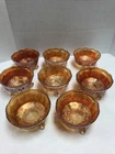Lot 8 FENTON Butterfly and Berry Golden Marigold 3-Toed Footed Bowl 5" Diameter