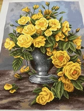 Handmade completed finished cross stitch Flowers 20''x 27'' New Decoration