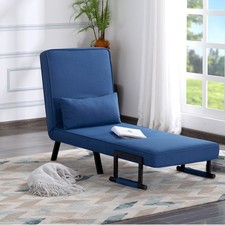 Silla Sofá Cama Plegable 26" 5 Posiciones Ajustable Chaise Lounge Almohada Lumbar