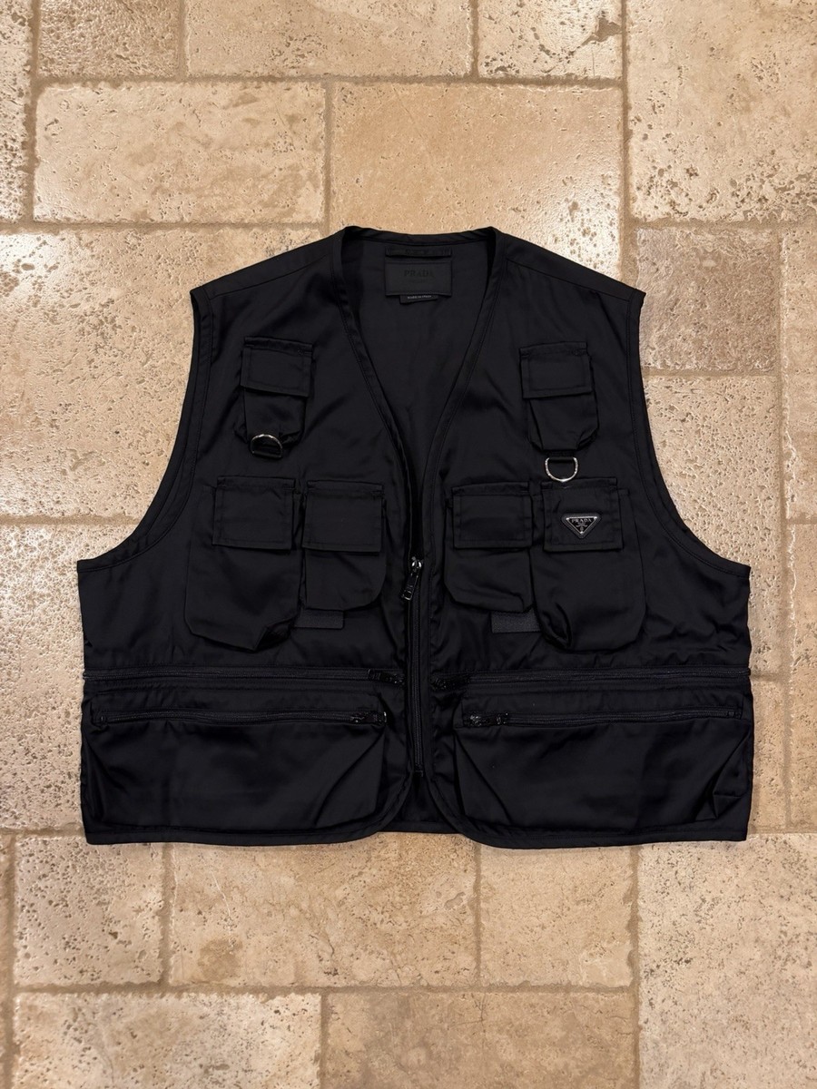 Prada Re-Nylon 2023 Cargo Utility Multi Pocket Black Vest | eBay