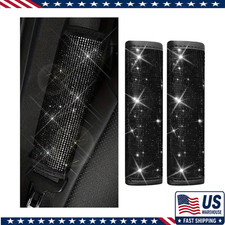 2pcs Bling Rhinestones Car Seat Belt Shoulder Pads Women Black Diamond Seat Bel