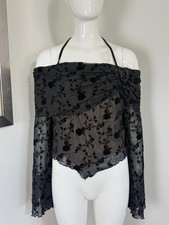 Women s Crop Top Y2K Whimsigoth Black Floral Dark Fairy Coquette Size 3XL