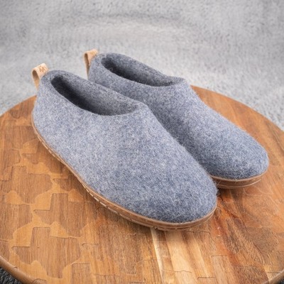 WOOLY Felted Wool Slippers Sz 37 EU 6.5-7 US Gray Indoor Outdoor Ankle Pull-On