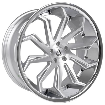 F20x9/R20x10.5''Staggered Azad Wheels AZ1101 Semi Brushed with Chrome SS Lip Rims