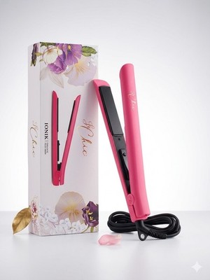 Le Chic IONIK Ceramic Flat Iron Pink w/ Caviar Conditioner & Felt Mat