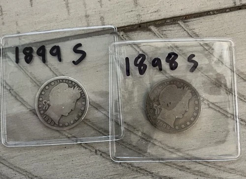 Barber Quarters 1898-S & 1899-S San Francisco Mint Silver 25C US Coins