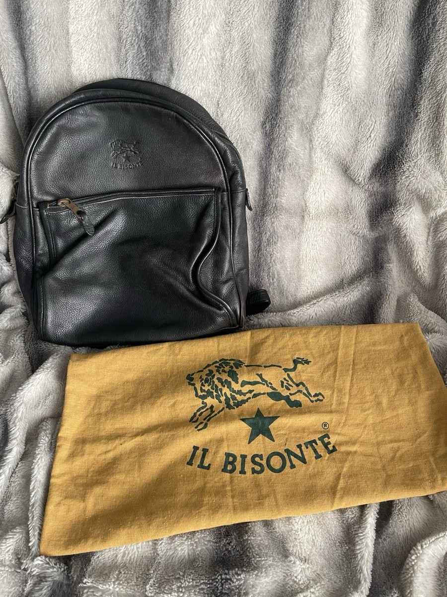 IL BISONTE Leather Backpack Mini Black Vintage | eBay display picture 3