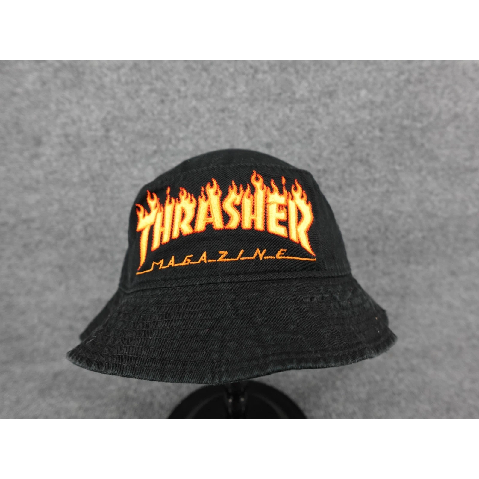 Thrasher Bucket Hat Unisex OS Black Good Flame Logo Magazine Embroidered Skater
