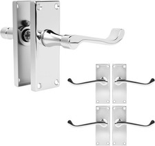 Silver Door Handles Internal Sets, 15cm Centre to Centre, Modern Chrome Finish 