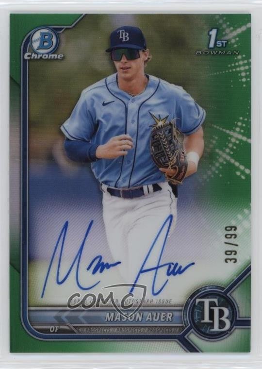 2022 Bowman Chrome Prospect Green Refractor 39/99 Mason Auer #CPA-MA Auto 3hd