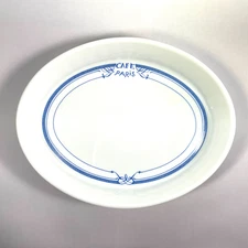 CAFE PARIS LES RESIDENCES DE BERNARDAUD 14" OVAL DEEP DISH WHITE/BLUE