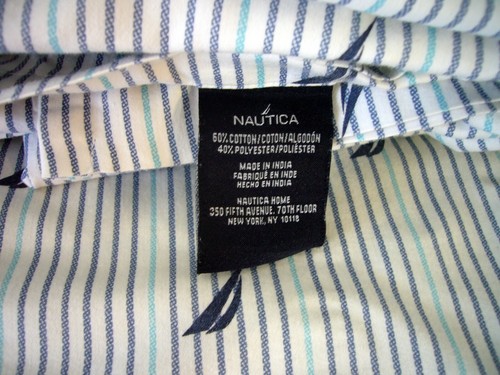 Set of 2 Matching NAUTICA TWIN Size Sail Boats Sheets Stripe Cotton Bunk Bed - Picture 2 of 4