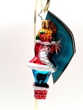 Christopher Radko - Tight Squeez Gem #1013489 Santa Holding Gift On Chimney 