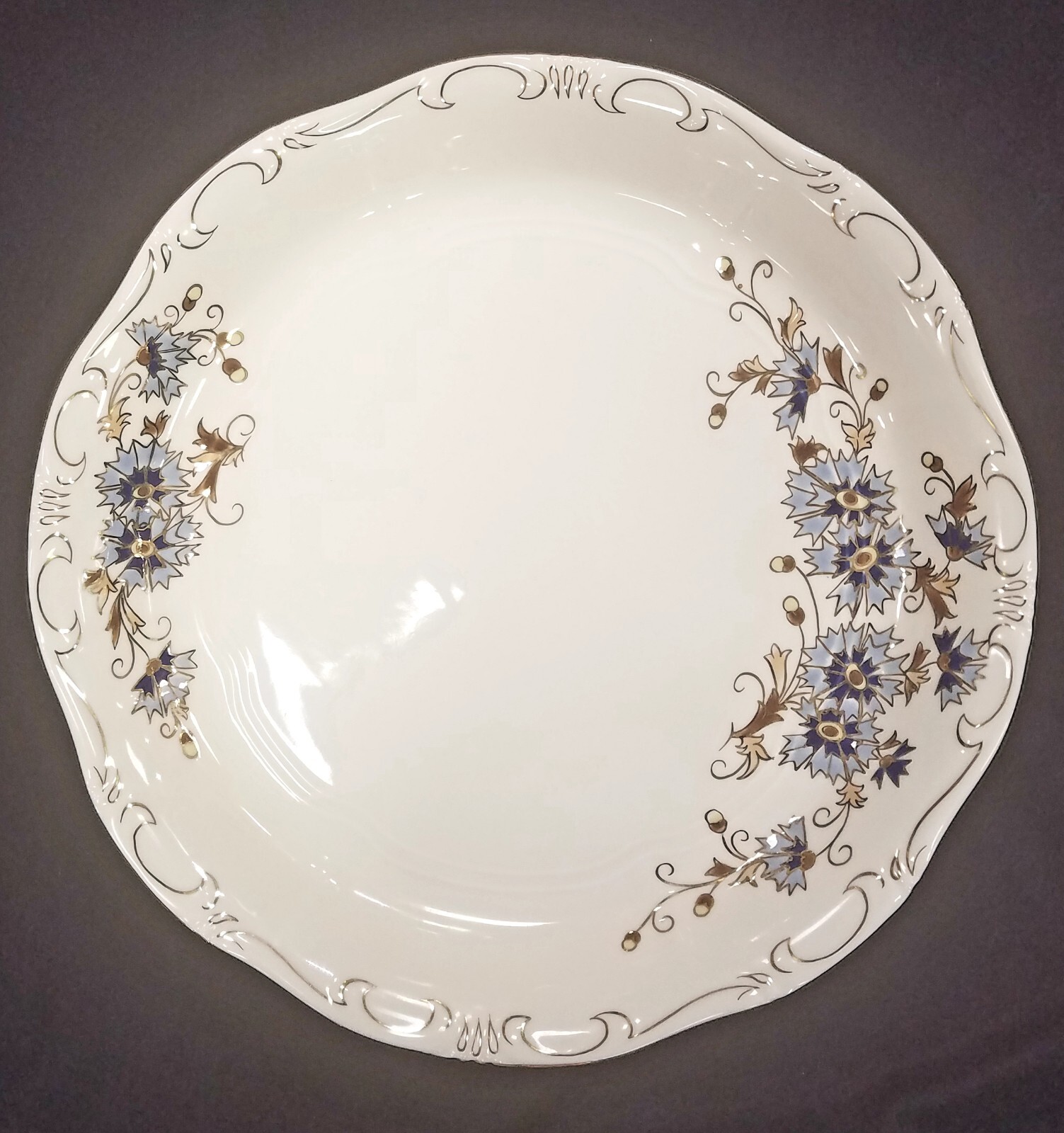 ZSOLNAY Porcelain Cornflower Jubileum 150 Pasta Plate 11.5" Hungary EUC
