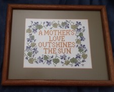 Framed Finished Cross Stitch "A Mother's Love Outshines the Sun"