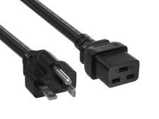 3ft NEMA 5-20P to C19 Heavy Duty Power Cord, 12AWG, 20A/125V, SJT, Black