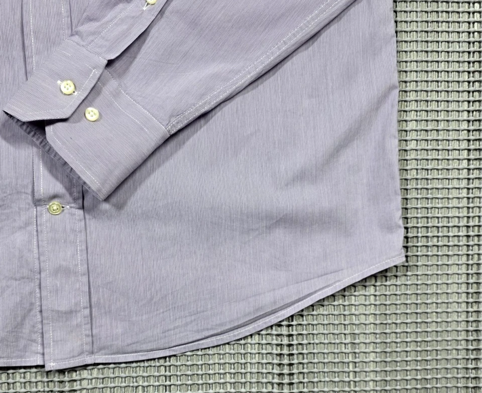 Camisa de vestir vintage Yves Saint Laurent para hombre con botones 17-43 púrpura a rayas Italia Foto 4 de 4