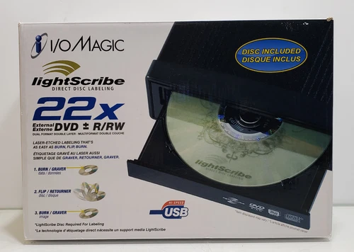 I/O MAGIC L04DLSS External DVD Burner Model IDVD22DLSE LightScribe Support