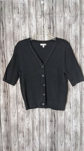 Women's Black Button-Up V-Neck Short 