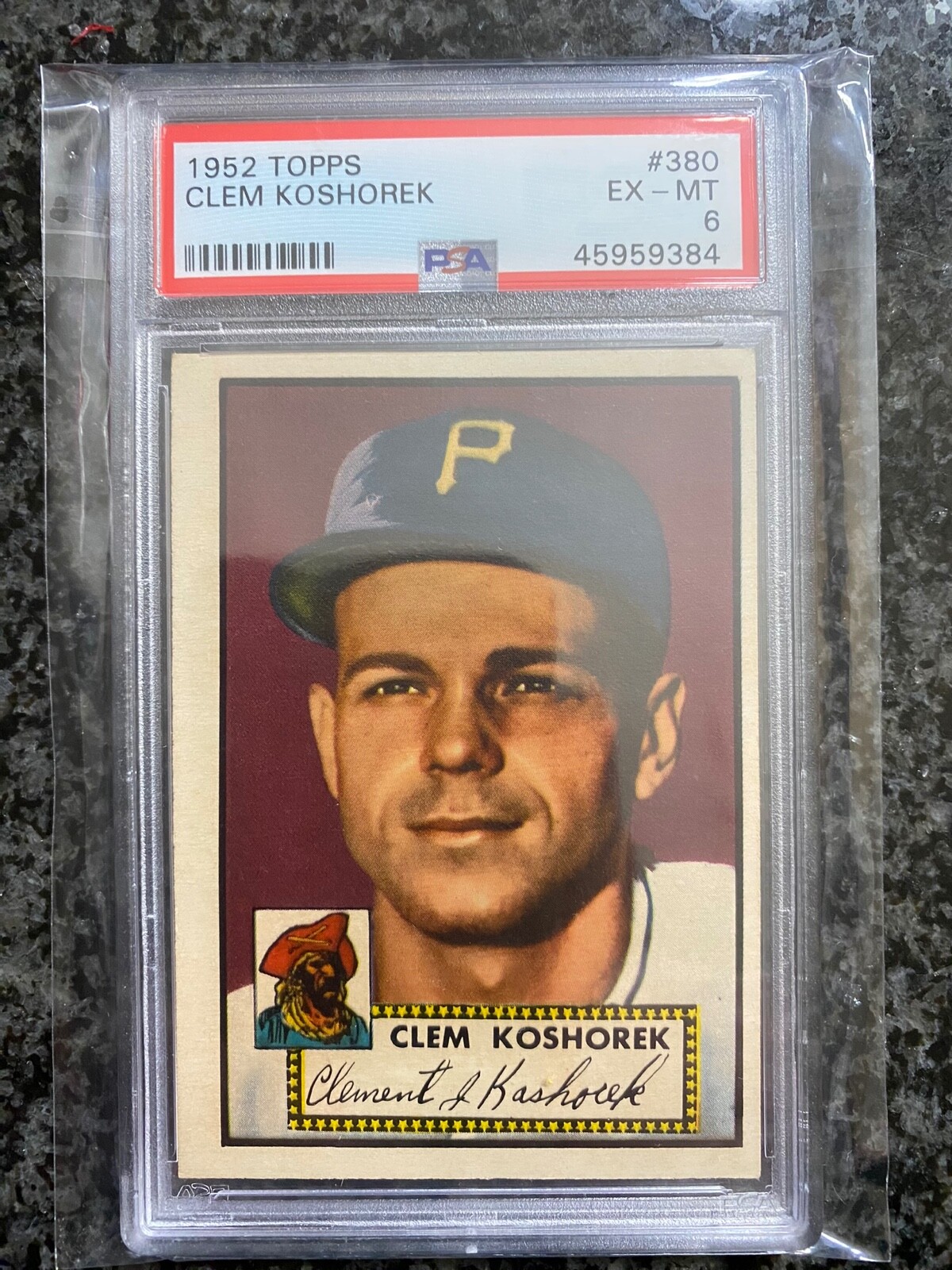 1952 Topps #380 Clem Koshorek Pirates PSA 6 - EX Mint High Number