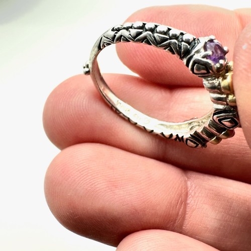 Barbara Bixby Womens Ring Band Amethyst Sterling Silver 18K Gold Size 9 - Picture 4 of 4