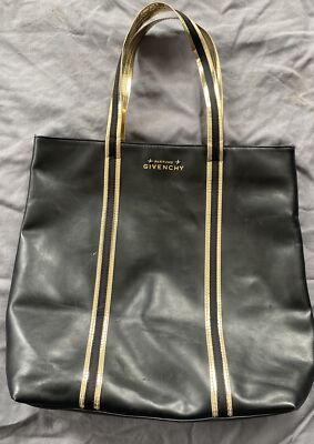 Givenchy Leather Perfume Gift Bag Black With Gold Trim Logo