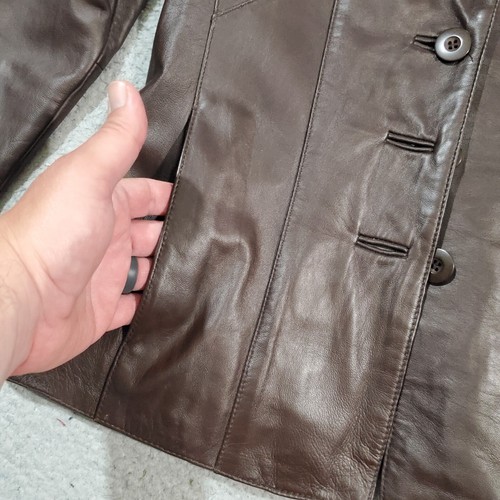 Wilsons Leather Jacket Womens Small Brown Lined Button Up Collared Pockets - Picture 6 of 19