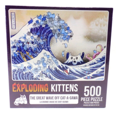 Exploding Kittens  The Great Wave Off Cat-A-Gawa  500 Piece Jigsaw Puzzle NEW