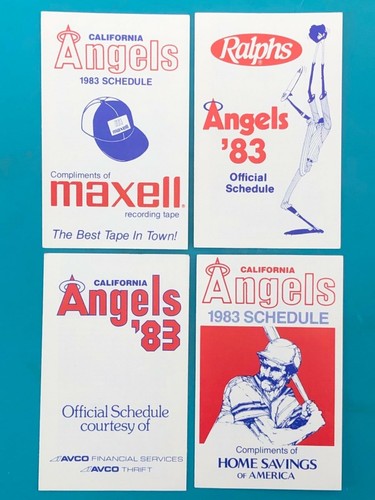 1983 California Angels MLB Schedules Collection - 4 Different Varieties