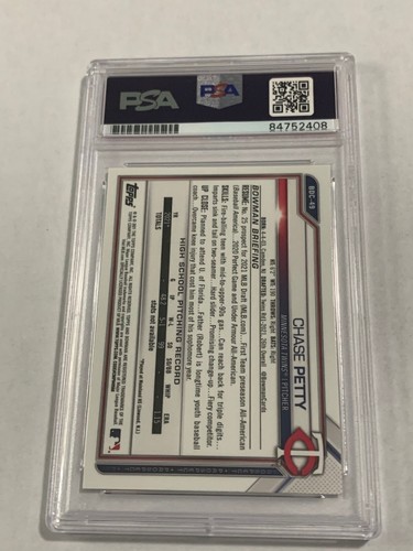 Chase Petty autograph signed 2021 Bowman Chrome baseball card PSA SLAB BDC49 - Picture 2 of 2