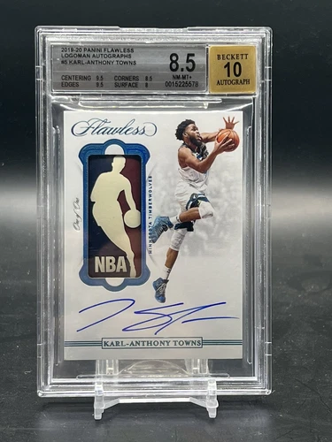 2019 Panini Flawless Karl Anthony Towns LOGOMAN Auto Patch 1/1 Bgs 8.5 10 Wolves