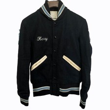 DeLong Sportswear Vintage Wool Varsity Letterman Jacket UC 88 Navy Blue Size 34
