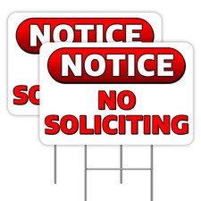 NO SOLICITING 2 Pack Double-Sided Yard Signs 16" x 24" with Metal Stakes Made i