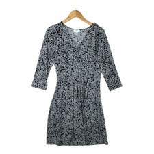 Ann Taylor LOFT Black/White/Gray Wrap Style Dress Women's Size Medium