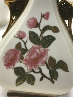 Antique Royal Worcester 1884 Porcelain Vase w/ Floral & Butterfly