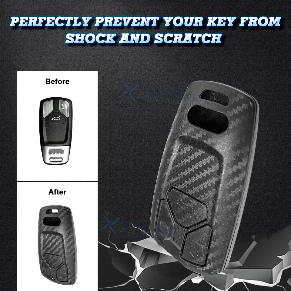 Чехол-брелок из углеродного волокна текстура бесключевой умный брелок для Audi A4 A5 S5 Q5 Q7 TT SQ5 - Изображение 3 из 4