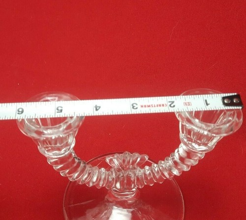 Juego de 2 candelabros adornados estilo acordeón acanalados de vidrio con pedestal - Imagen 6 de 7