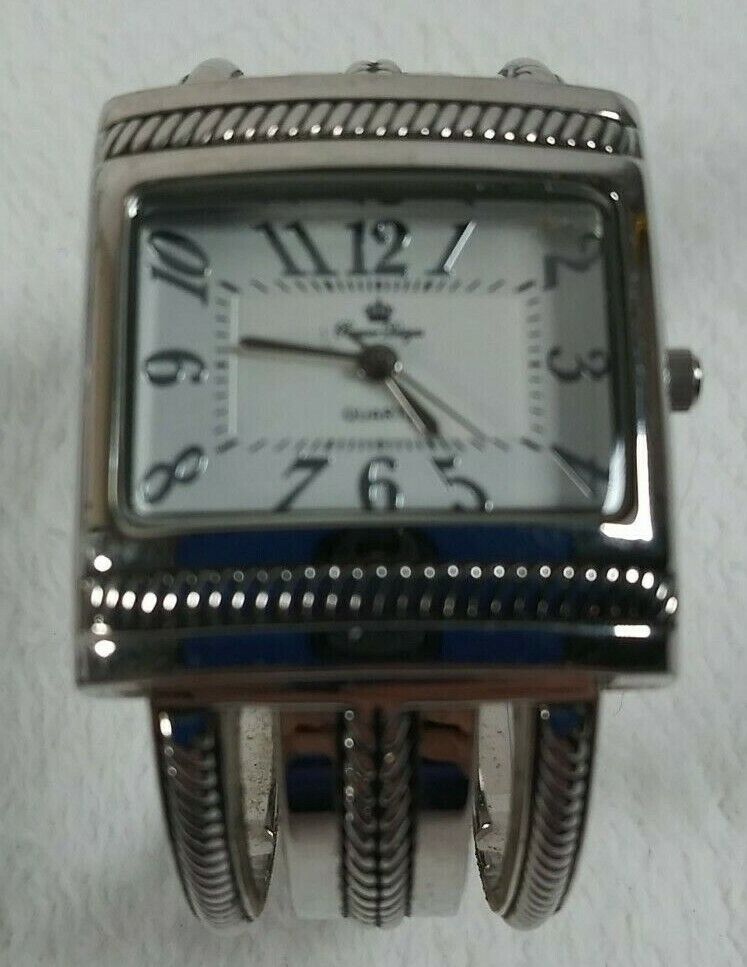 Premier Design Watch Size 7 Vintage Hinge Cuff Ladies Wrist Watch Japan Movement