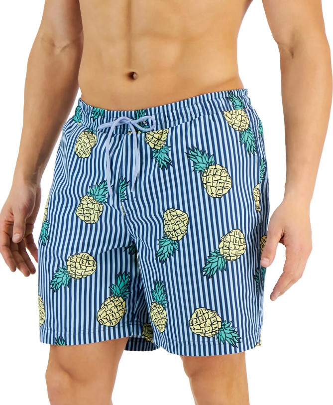 Мужской купальный костюм с принтом ананаса в полоску для плавания Быстросохнущие плавки 2XL 2590₽