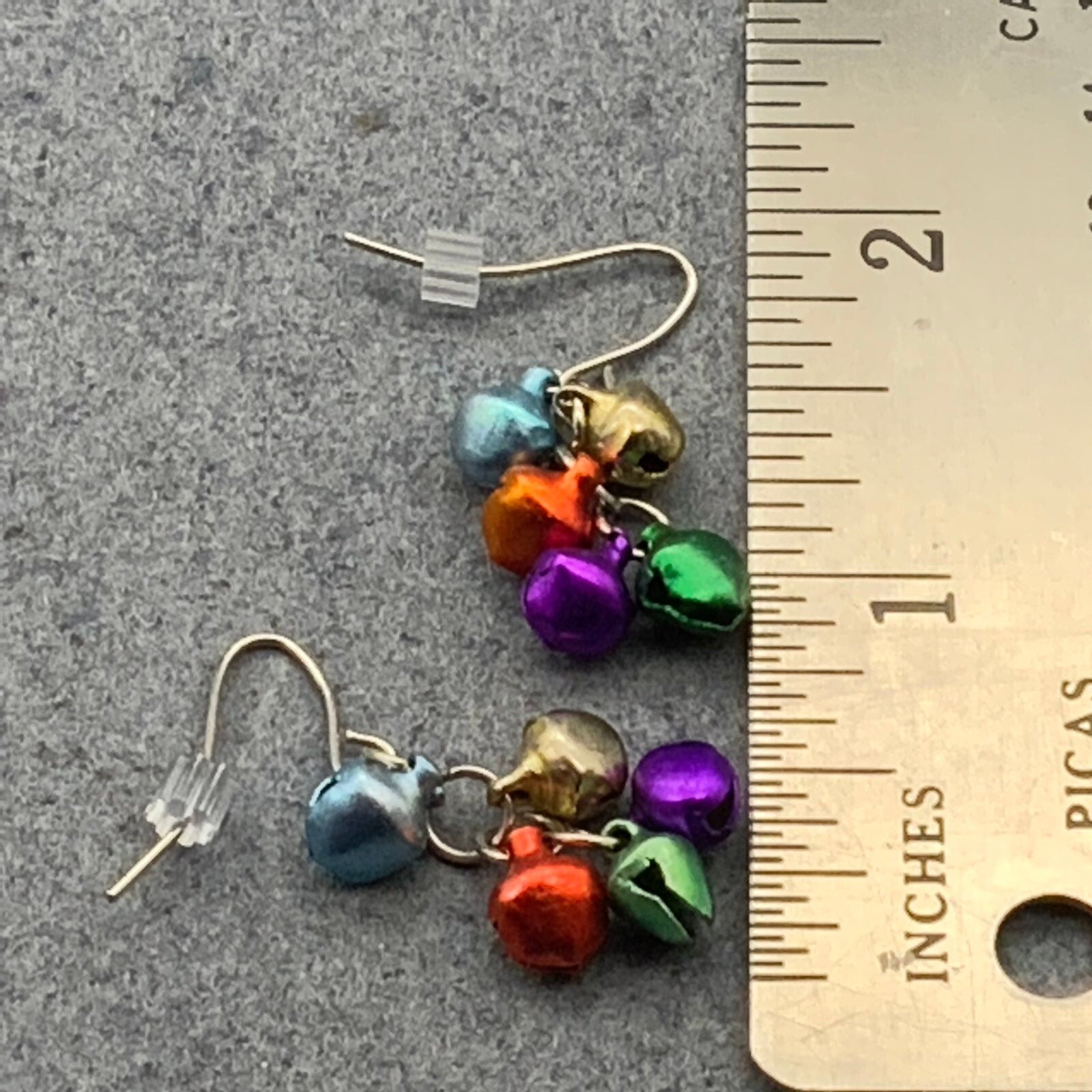Multicolor Metallic Dangle Earrings Pierced Silve… - image 3