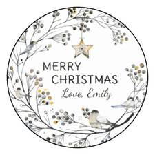 Large Personalized Christmas Stickers Favors Labels tags 2.5" 12 Birds