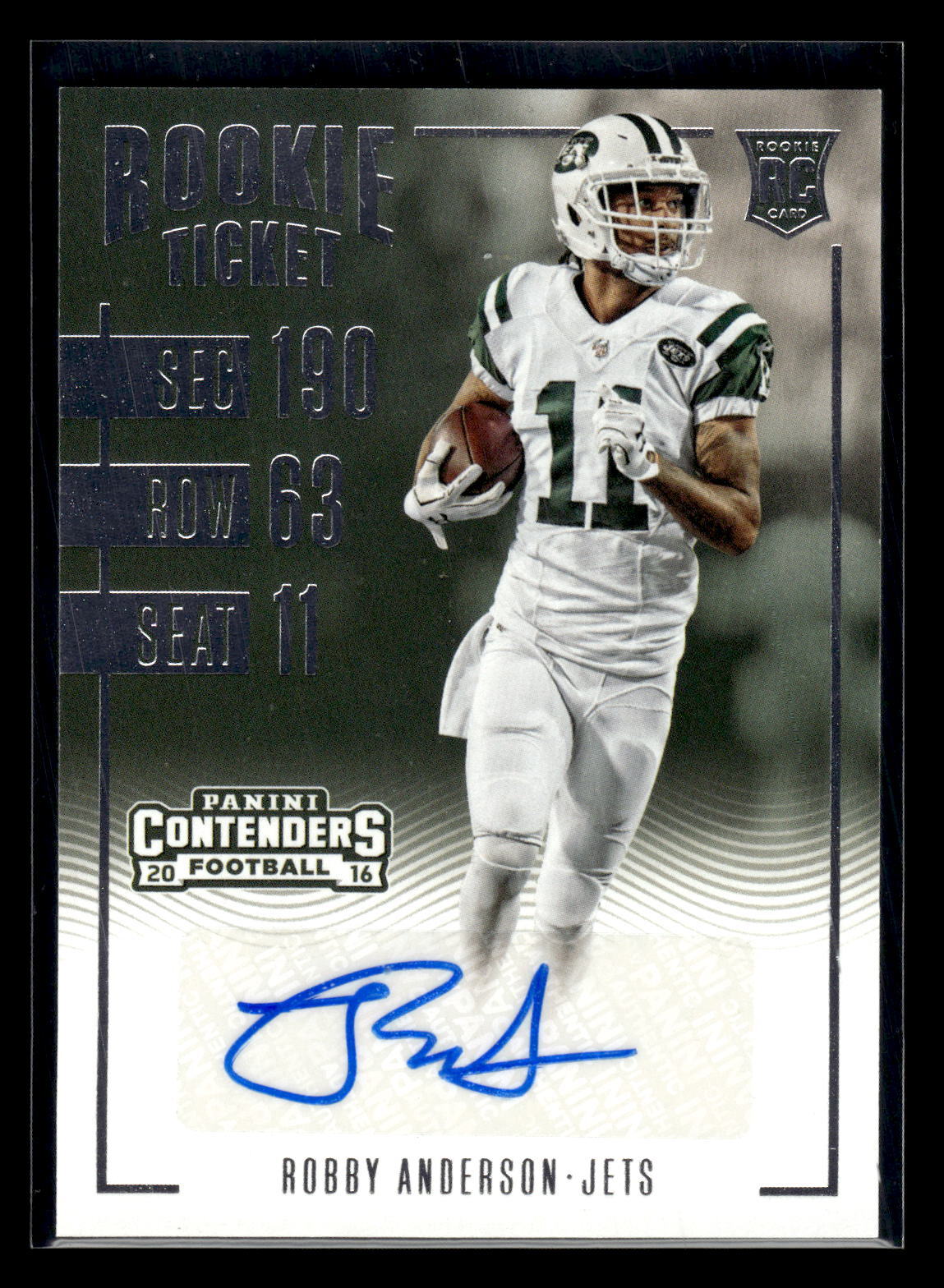 2016 Panini Contenders #259 Robby Anderson Rookie Auto New York Jets Mint+