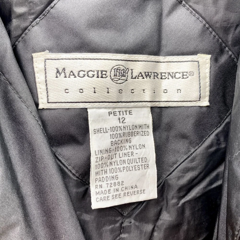 Vintage Maggie Lawrence Rain Coat Womens Petite 12 Black Lined Outdoor Snow Y2K - Image 4 of 4