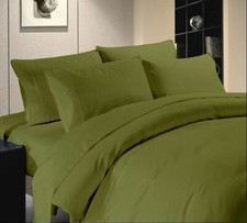 Olive Solid 4 Pc Bed Sheet Set Choose Size's 1000 Thread Count 100 Egyp Cotton