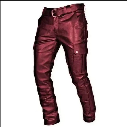 Pantaloni moto uomo pelle nuovi eleganti con tasca cargo comodi pu pant - Foto 15 di 28