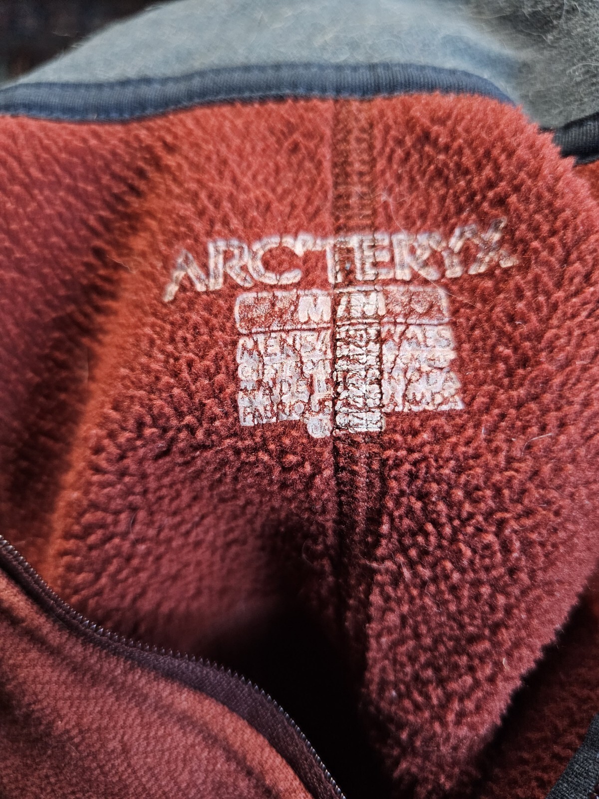 ARC'TERYX Arcteryx Vintage Uomo Covert Pullover M Medium Rosso Ruggine Pile 1 2 Zip Canada