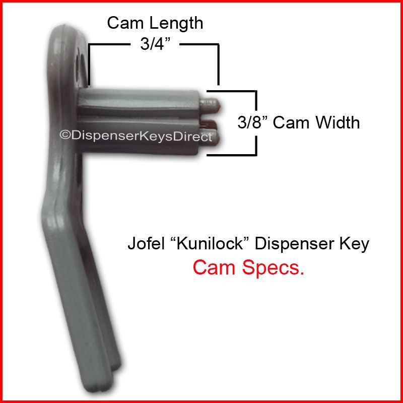 Jofel "Kunilock" Key for Paper Towel, Toilet Tissue & Soap Dispensers