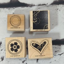 Stampin Up Lot of 4 Rubber Stamps Motif Heart Flower