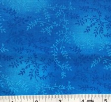 Tiny Vines Mottled Quilt Fabric - Medium Blue - Fat Quarter